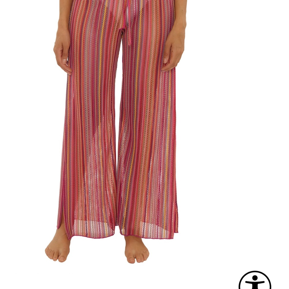 BECCA Pink and Orange Striped Swim Coverup Pants